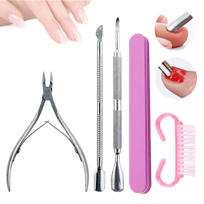 

6-3Pcs Dead Skin Scissors Nail Clippers Nail File Nail Art Buffer File Block Cleaning Brush Medicure Pedicure Set Nail Tools