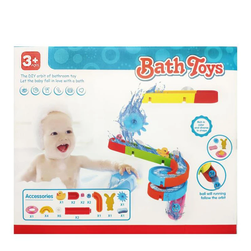 Игрушки для ванны водные горки трек водный шар палка к стене ванна малышей DIY