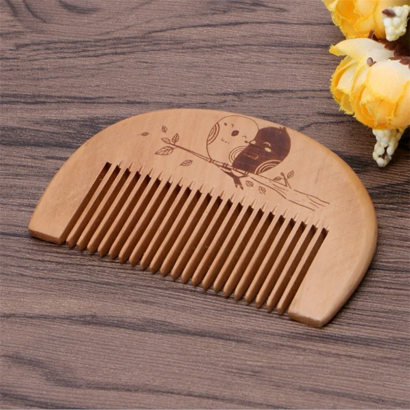 

1 PC Wood Color Natural Peach Wood Comb Close Teeth Anti-static Detangling Beard Comb Head Massage Hair Brush Hair Care Tools