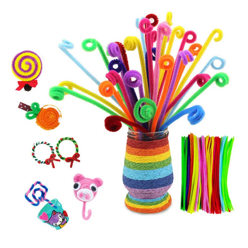 

Plush Stick / Pompoms Rainbow Colors Shilly-Stick Educational DIY Toys Handmade Art Craft Creativity Devoloping Toys Mega Craft