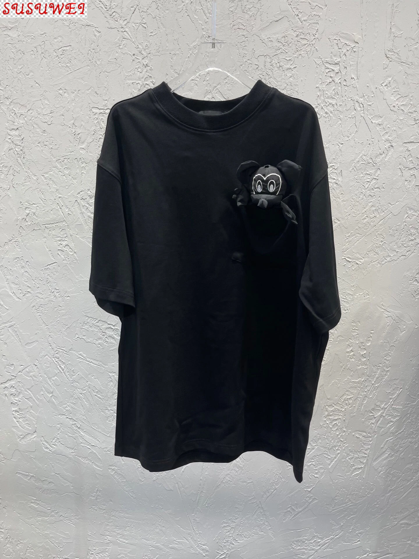 

2021 Spring Summer Luxury Design Streetwear Oversized Black 100% Cotton T-shirt