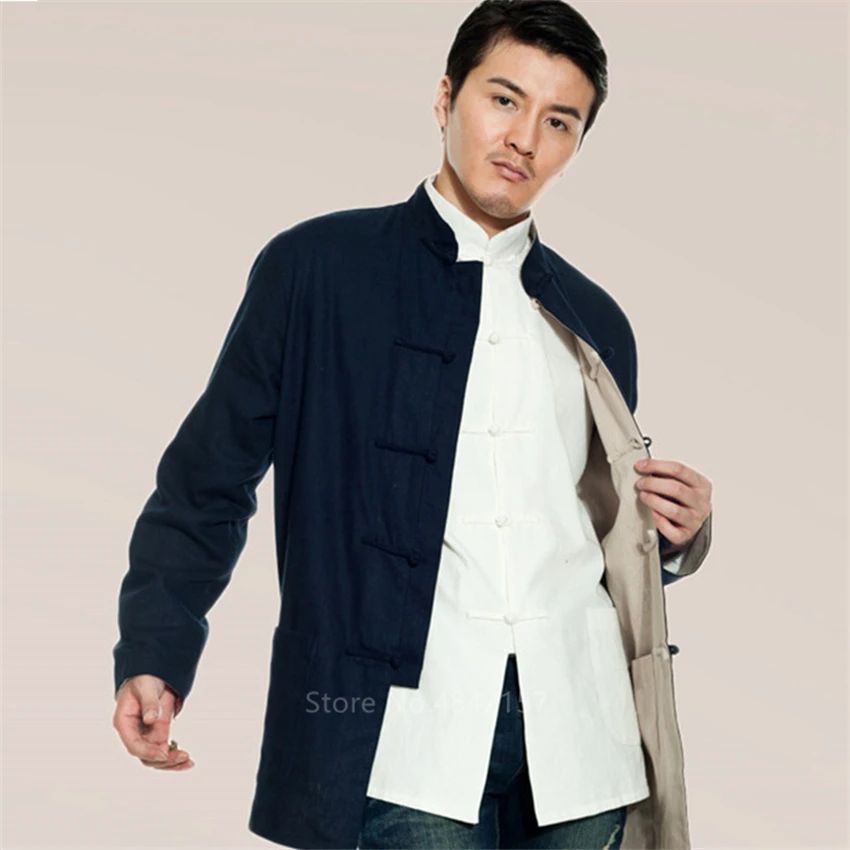 Костюм Тан из хлопка и льна винтажная Двусторонняя одежда топ традиционная