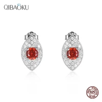 classic 925 sterling silver ruby lab diamond stud earrings for women jewelry black red gemstone luxury earrings