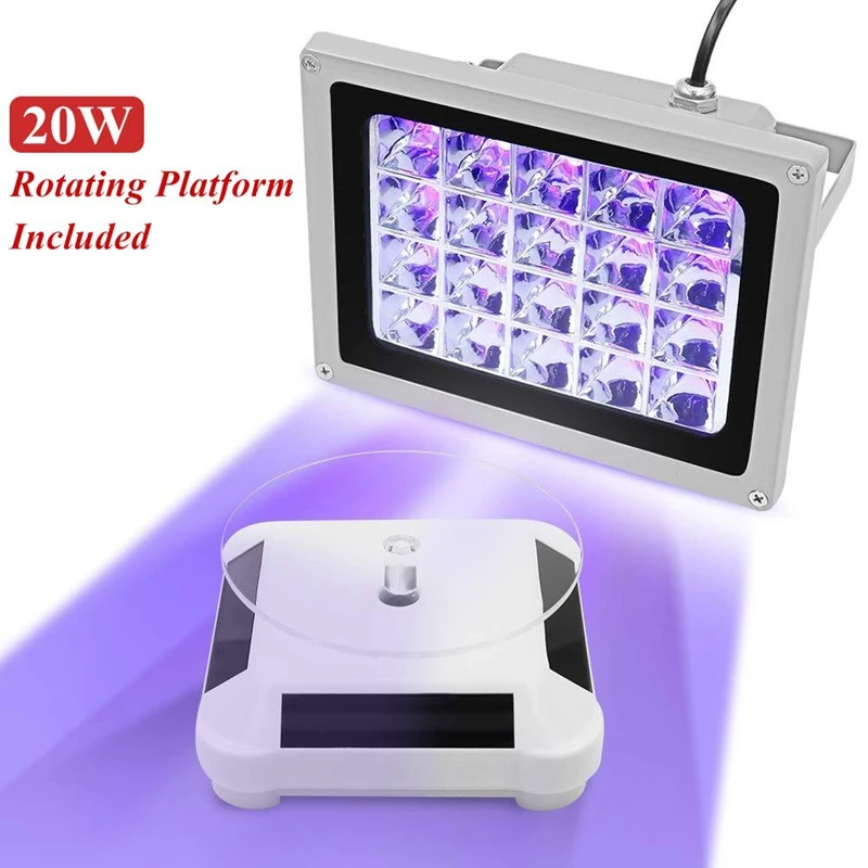 

UV Resin Curing Lamp Stereo Photosensitive Resin 405 NM 20W DIY Curing Shell with 360 Degree Rotating Bracket US Plug