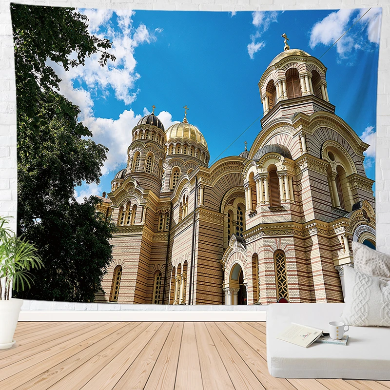 Соборная стена гобелен домашний декоративный настенное одеяло полиэфирная