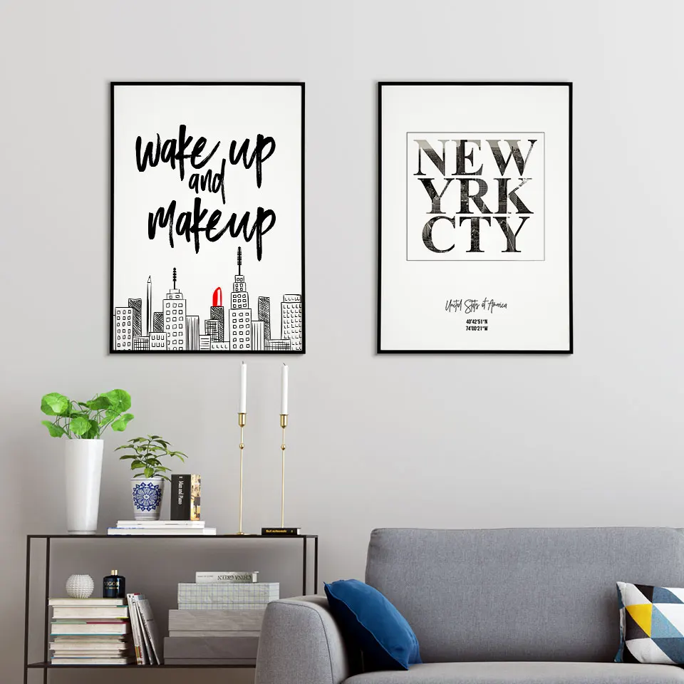 Нью-Йорк плакат Пробуждение Холст Картина Макияж Стены Искусство Печать Цитата