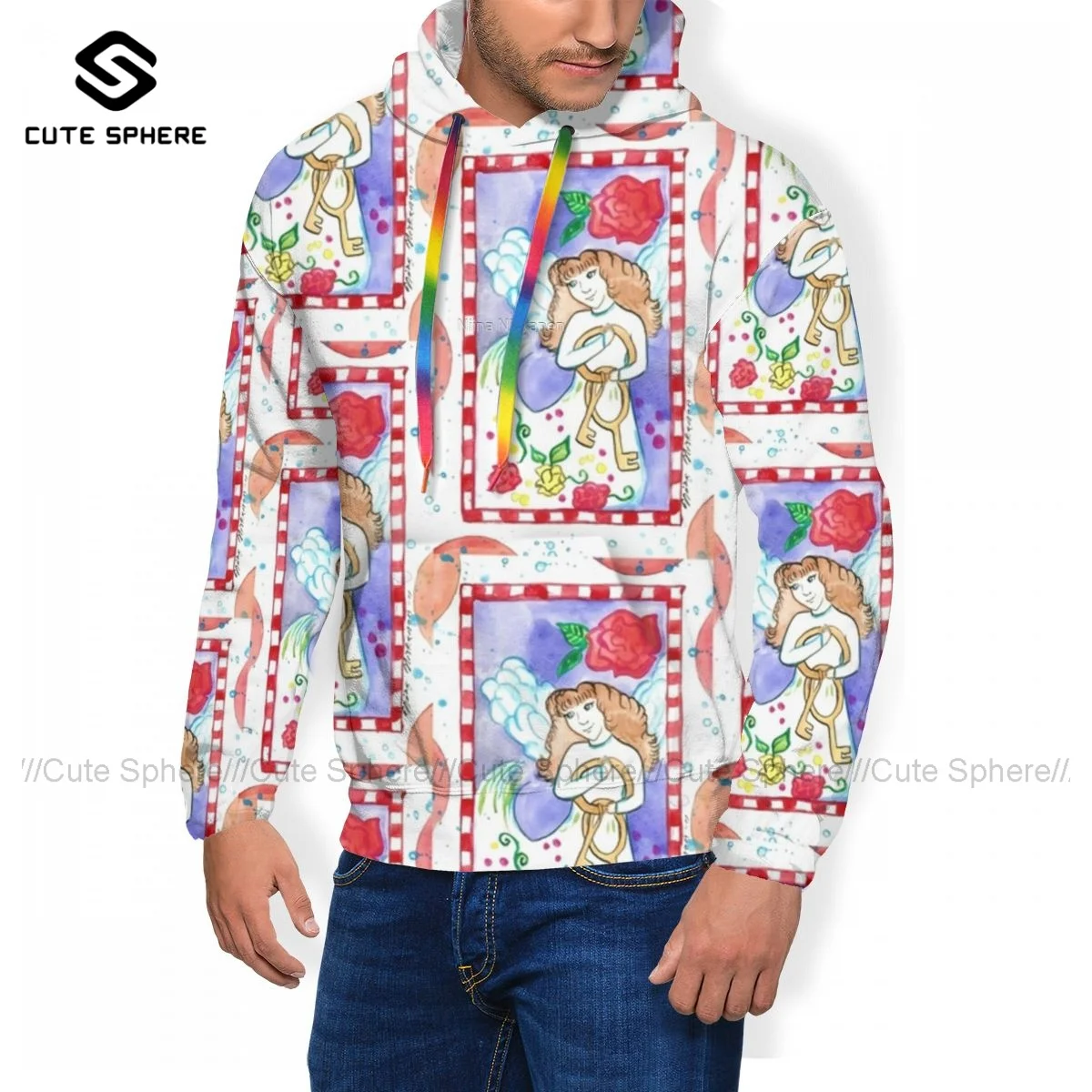 

Angel Hoodie Polyester Warm Hoodies Long Sleeve Outdoor Stylish Pullover Hoodie Over Size Mens