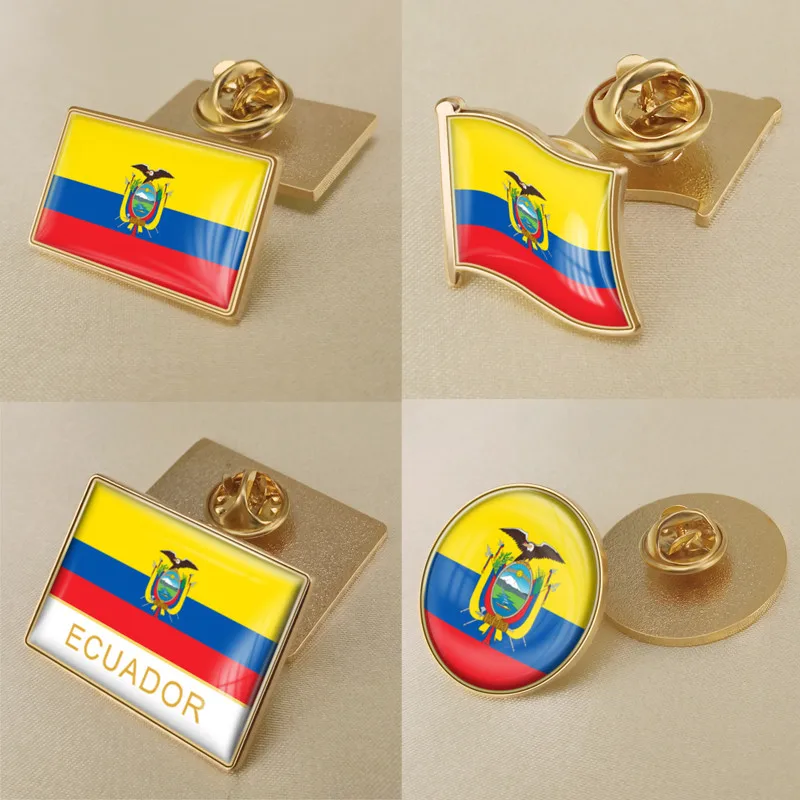 

Coat of Arms of Ecuador Ecuadorian Map Flag National Emblem National Flower Brooch Badges Lapel Pins