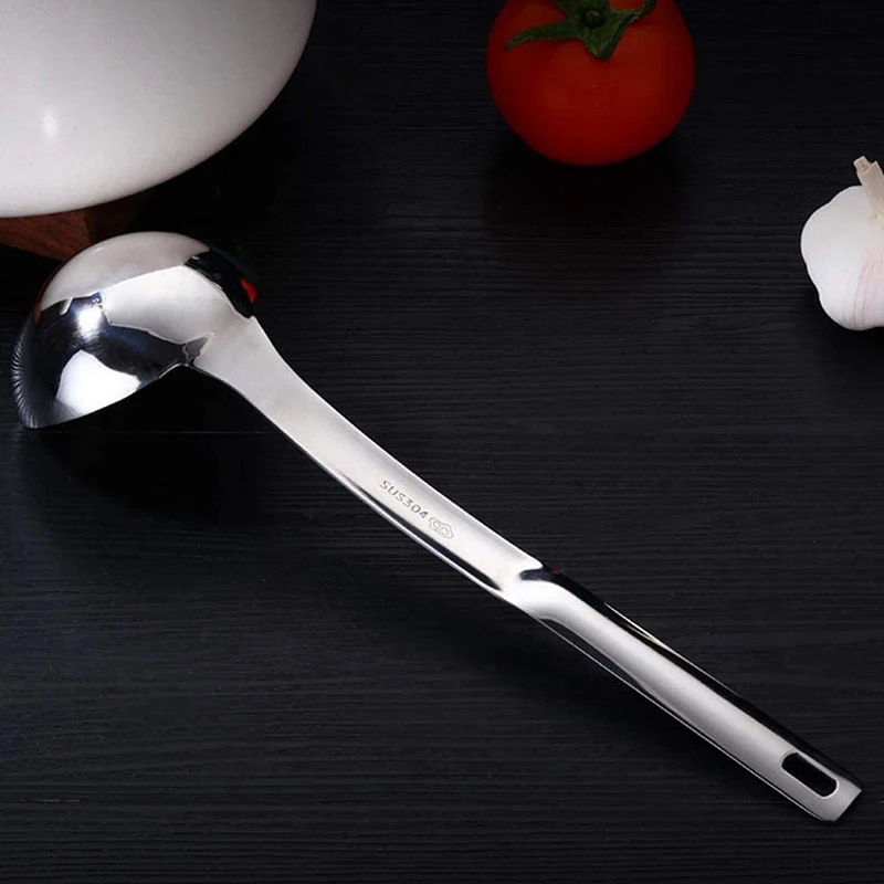 

304 Stainless Steel Non-drip Oil Filter Spoon Long Handle Practical Guide Nozzle Spoon Grease-Proof Spoon Kitchen Durable Gadget