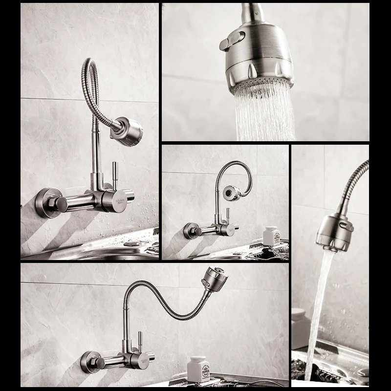 Настенный кухонный кран из нержавеющей стали смесители для кухни смеситель