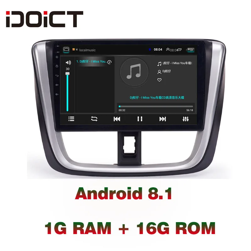 IDOICT Android 8.1 Car DVD Player GPS Navigation Multimedia For Toyota Vios Yaris Radio 2017 car stereo bluetooth | Автомобили и