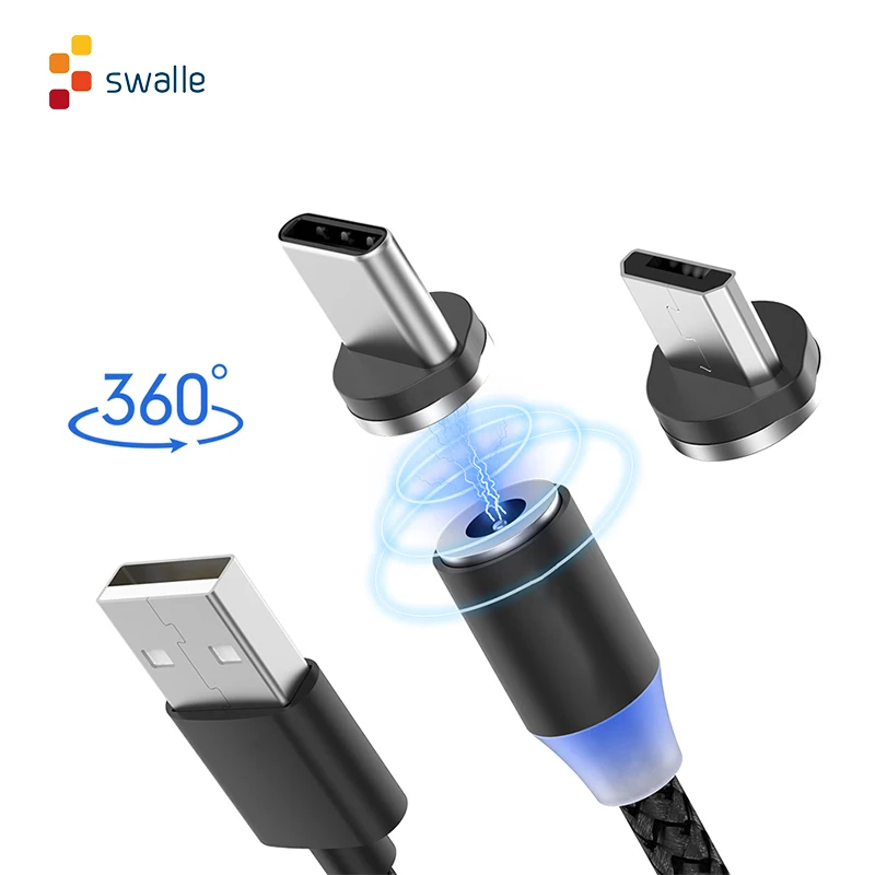 Магнитный USB кабель Swalle для быстрой зарядки Type C передачи данных зарядный