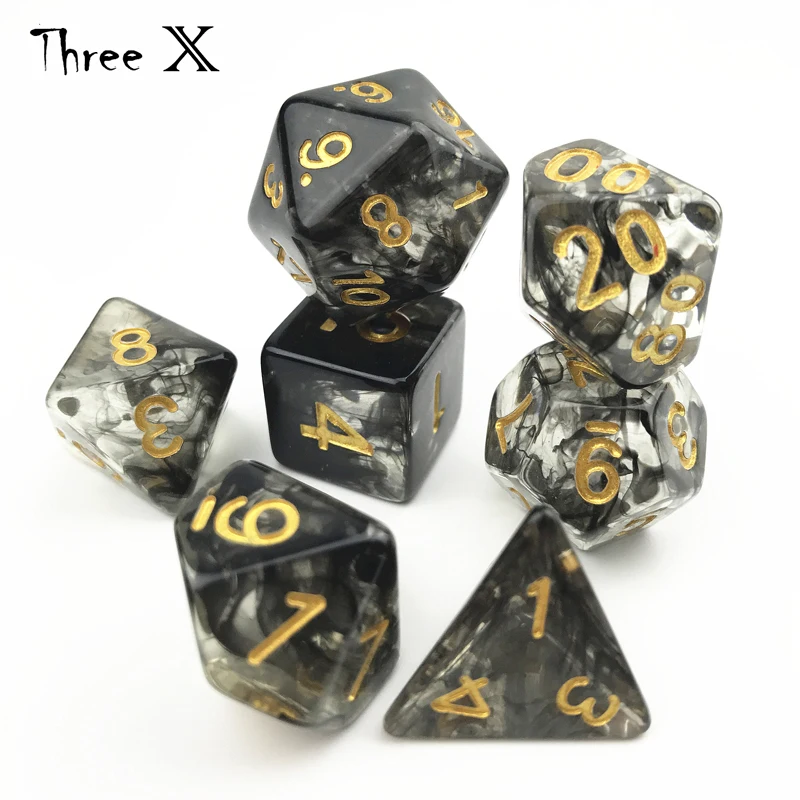 7 шт./компл. Juegos De Mesa Dados набор D4 D20 многогранных игральных костей для Rpg DND