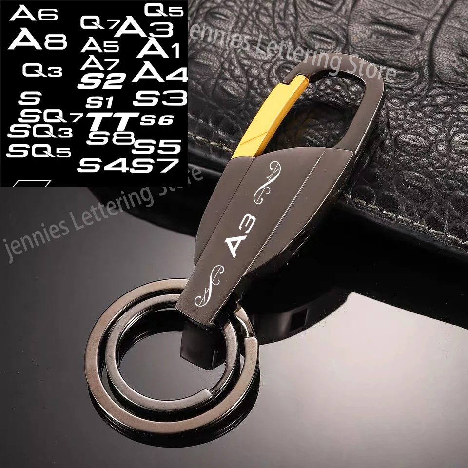 

For Audi Sline Quatttro A1 A3 A4 A5 A6 A7 A8 Q3 Q5 Q7 TT SQ3 SQ5 SQ7 S1 S2 S3 S4 S6 S8 TT B8 Metal Keychain Alloy Keyring