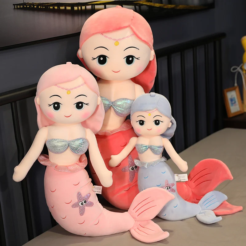 

60-100CM Kawaii Cartoon Mermaid Plush Toys Children Doll Soft Toy Christmas Birthday Gift Beautiful Home Decoration