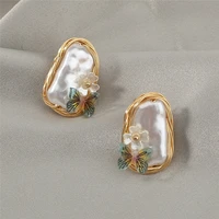 baroque pearls butterfly hand knitting earrings south korean style fashionable sweet elegant earrings girl jewelry gift 2021