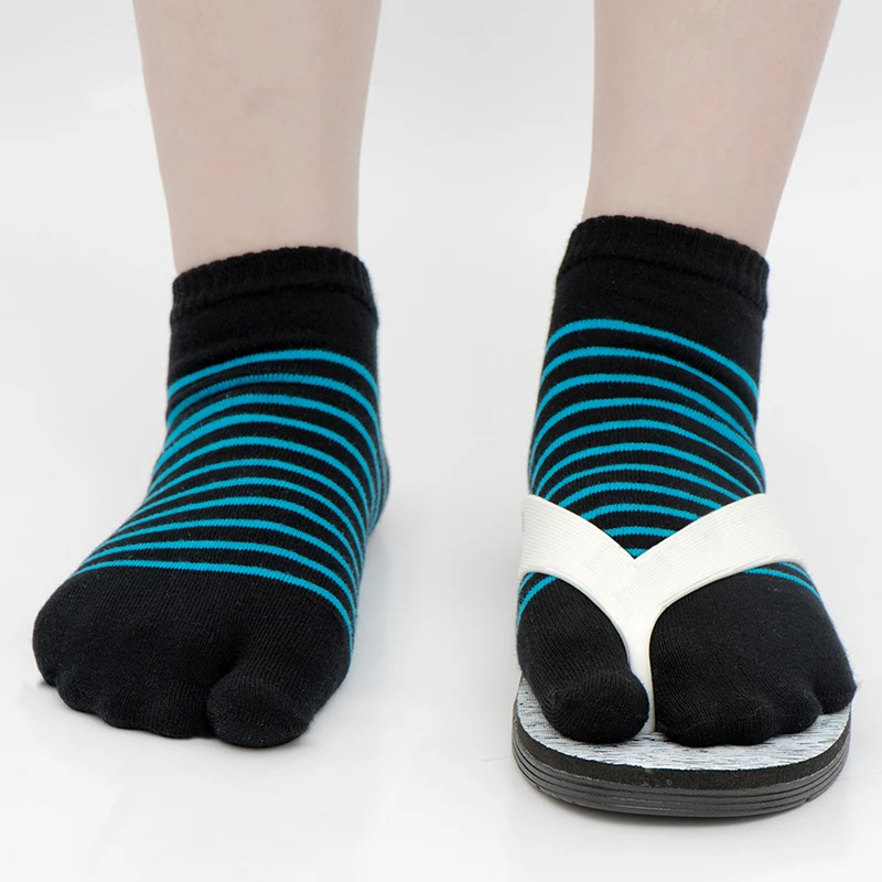 1 пара мужские короткие полосатые хлопковые носки с двумя пальцами|toe socks men|mens dress