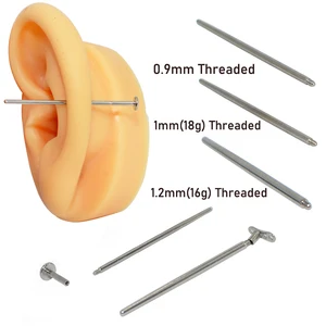 Набор для пирсинга с резьбой из хирургической стали 316L, 10 шт.лот