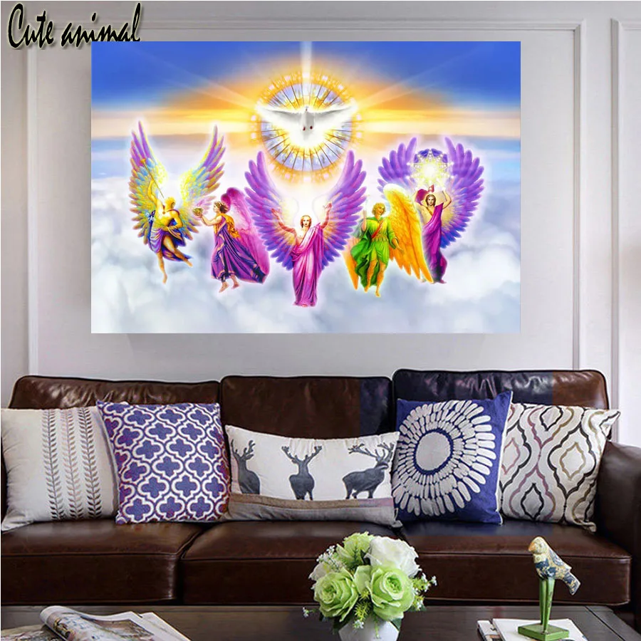 

Fantasy Peace Dove Angel 5d diy diamond painting full square round diamond embroidery mosaic rhinestone painting