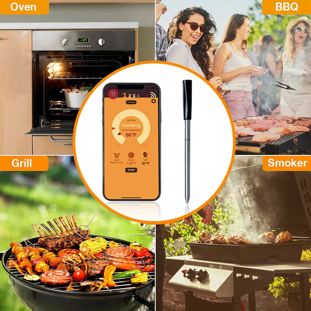 

1 X Barbecue Thermometer 1 X English Instruction BBQ Thermometer Wireless Bluetooth Kitchen Grill Food Oven Temperature