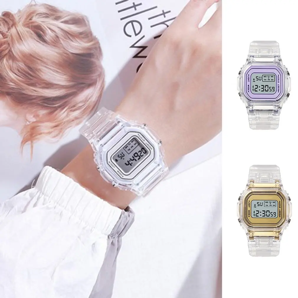 

Fashion Watches Men Women Transparent Digital Waterproof Sports Chronograph Multifunctioal Electronic Watch