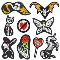 black skull horse patch for clothing sew motif applique for backpack jacket embroidery patches jeans badges clothes stickers diy