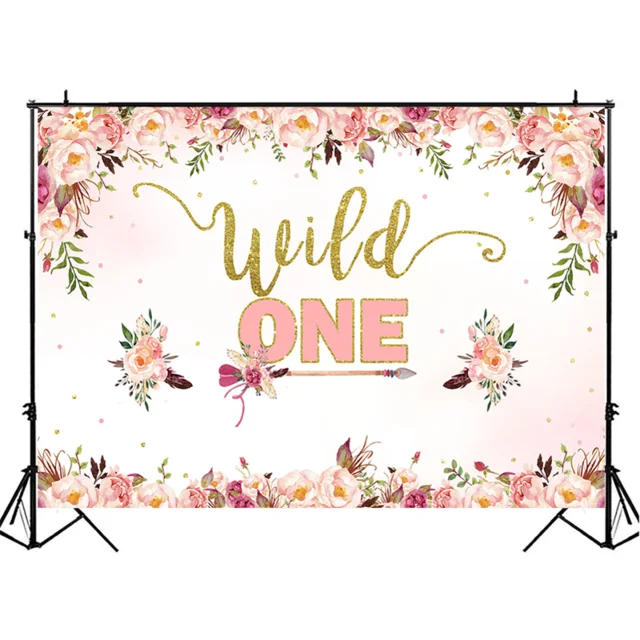 

И надписью «Wild One» с изображением розовых цветов День рождения фон фотографии фон для фотосъемки с изображением окна во французском стиле б...