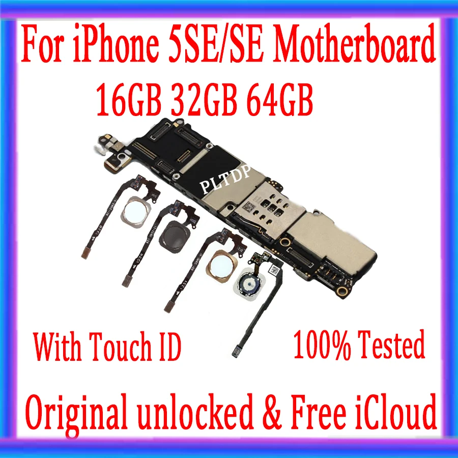 Оригинальная разблокированная материнская плата для iphone SE с сенсорным ID/без