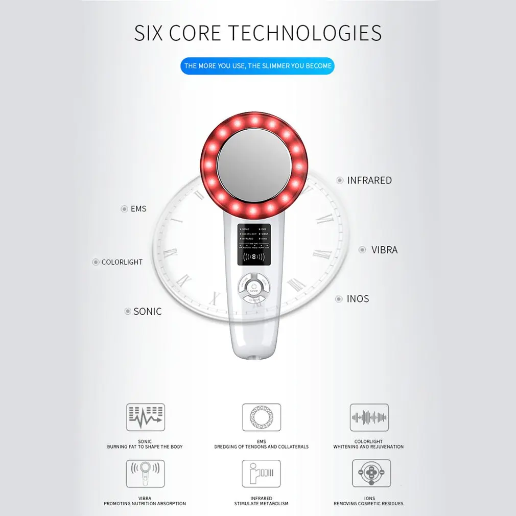 

6 In 1 Ultrasound Cavitation Body Slimming Massager Anti-cellulite Infrared Galvanic Fat Burner Ems Therapy Machine