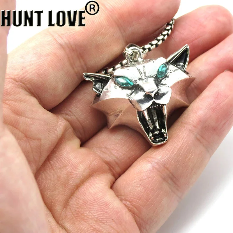 

30pcs Anime Cat pendant Necklace goth wizard wild Game Male necklace Green Rhinestone Medallion Monster animal chains necklace