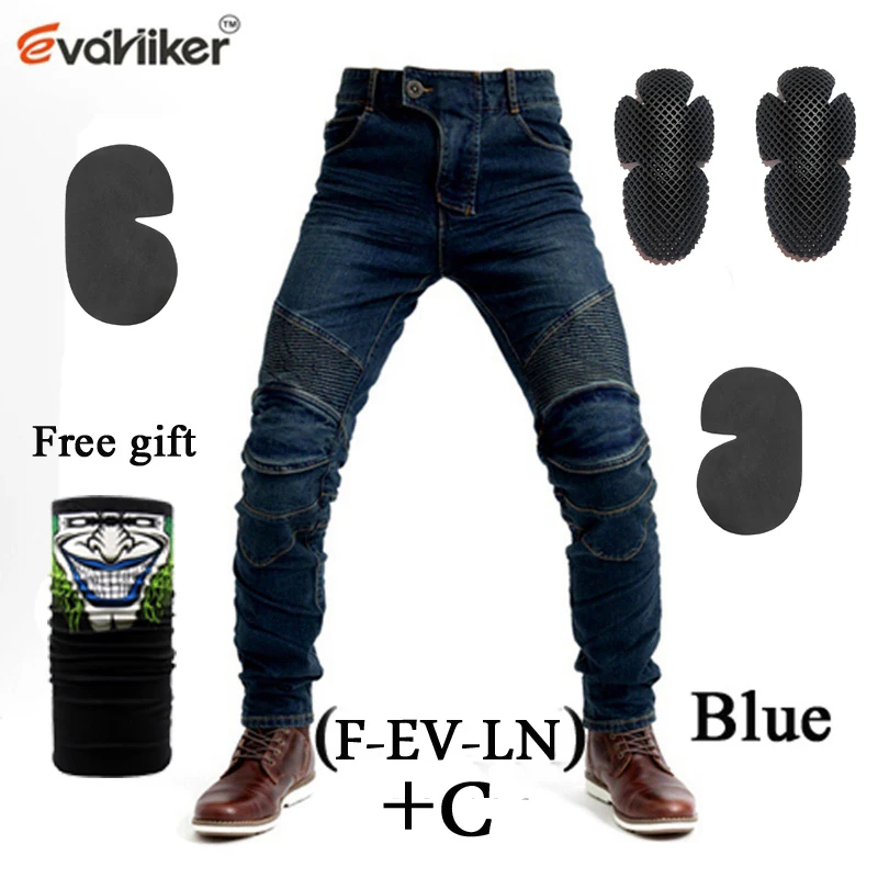 F-EV-LN BlueC Новые мотоциклетные штаны мужские мото джинсы защитные снаряжение для езды на мотоцикле брюки штаны для мотокросса Hi-06 - Цвет: F-EV-LN BlueC