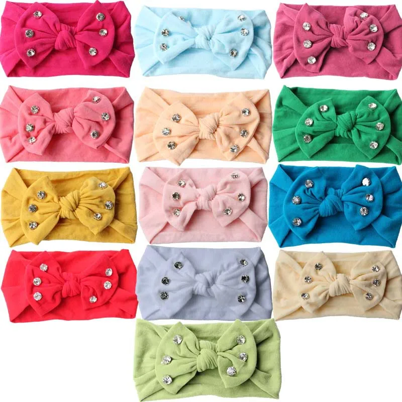 

10Pcs/Set Solid Color Soft Nylon Elastic Baby Headband Bows Knotted Newborn Baby Girl Headbands Hair Accessories Girls Haarband