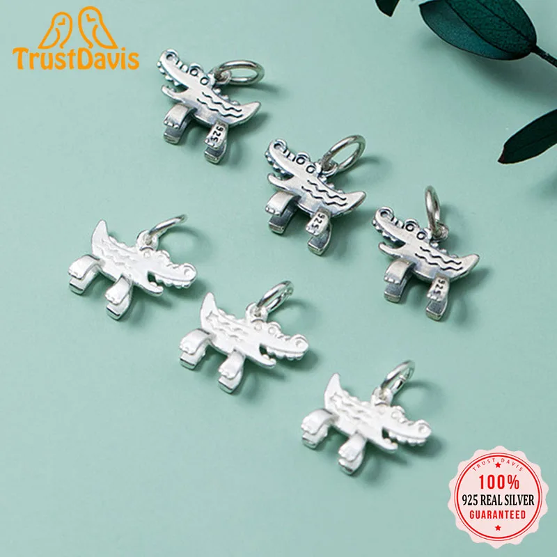 

Trustdavis Настоящее серебро 925 пробы модные новые животные Крокодил Очаровательная подвеска ручной работы DIY аксессуары ювелирные изделия опто...