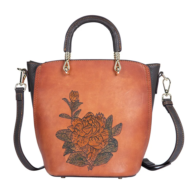 

Female Handbag Genuine Leather Female Bag Shoulder Portable Messenger Bag Bucket Designer Handbags High Quality Luxury Bags