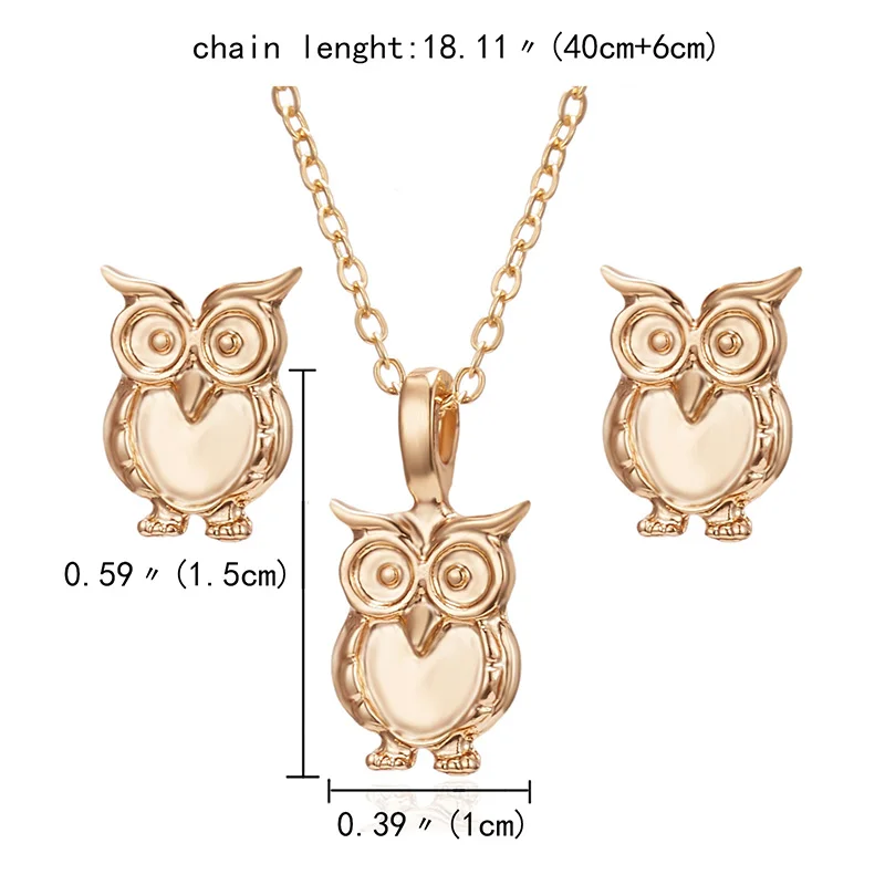 owl RINHOO набор ювелирных изделий золотого цвета для женщин Бабочка Сова Слон Птица Животное ожерелье серьги набор ювелирных изделий Свадебные ювелирные изделия - Окраска металла: owl