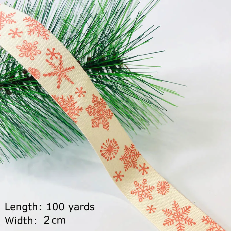 100 Yards 100 ярдов напечатанные хлопковые ленты Merry Christmas 15 мм DIY швейная подарочная упаковка хлопчатобумажная лента Новогодняя лента - Цвет: 100 Yards
