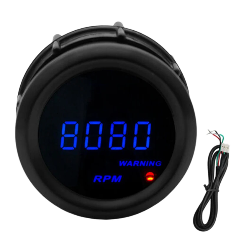 Автомобильный цифровой тахометр 2 дюйма 52 мм Синий светодиодный 0 9999 об/мин