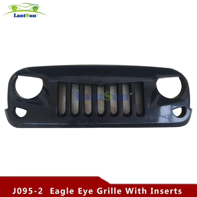 J095-2 front falcon mesh grille heavy duty ABS plastic black for jeep wrangler jk cover Lantsun