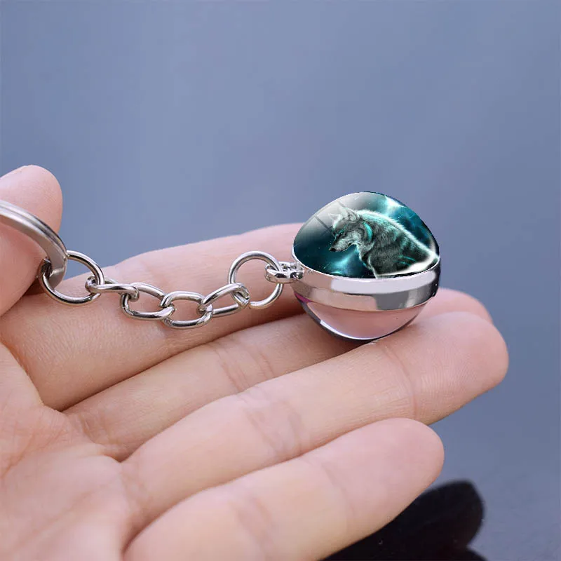 Светящийся брелок с волком Воющий волк картина из стекла кабошон для ключей