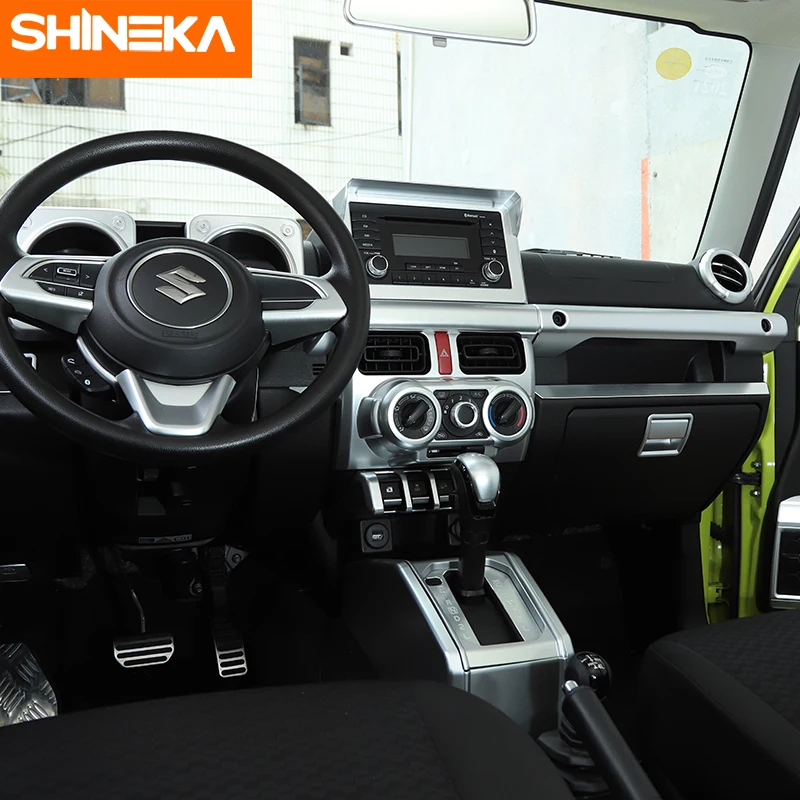 

SHINEKA Interior Stickers For Suzuki Jimny Car Silver Center Console Decoration Cover Sticker For Suzuki Jimny 2019+ Car Styling