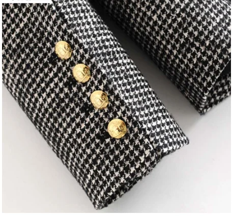 Женские формальные твидовые двубортные пальто с длинными рукавами и карманами