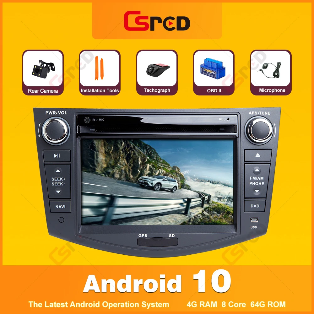 

Csred Auto Radio Android 10 For TOYOTA RAV4 2006-2012 Multimedia Player GPS Navigation Head Unit Stereo DVD CD Stereo 2Din