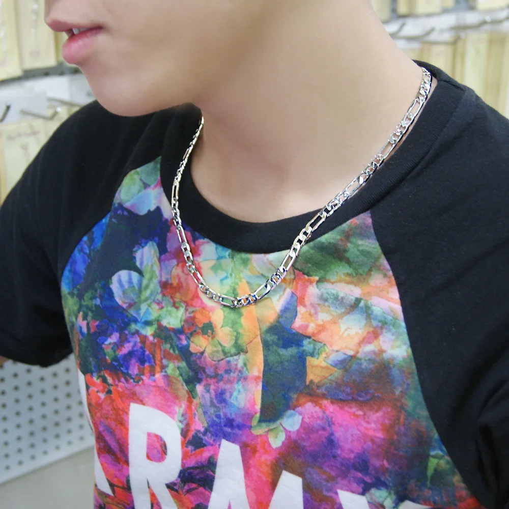 

Men's necklace, 925 pure silver necklace, hollow thin chain, fashion popular jewelry male accessories, wide 6mm