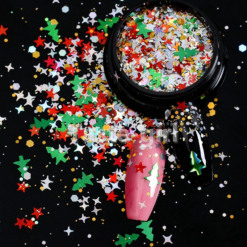 1 Набор ультратонких рождественских блесток для ногтей мини-блестки красочные 3d