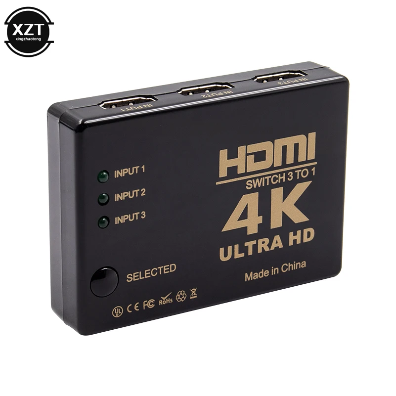 Переключатель HDMI 3x1 4K * 2K 1080P 3-портовый селектор-адаптер сплиттер Ultra HD для HDTV Xbox PS3