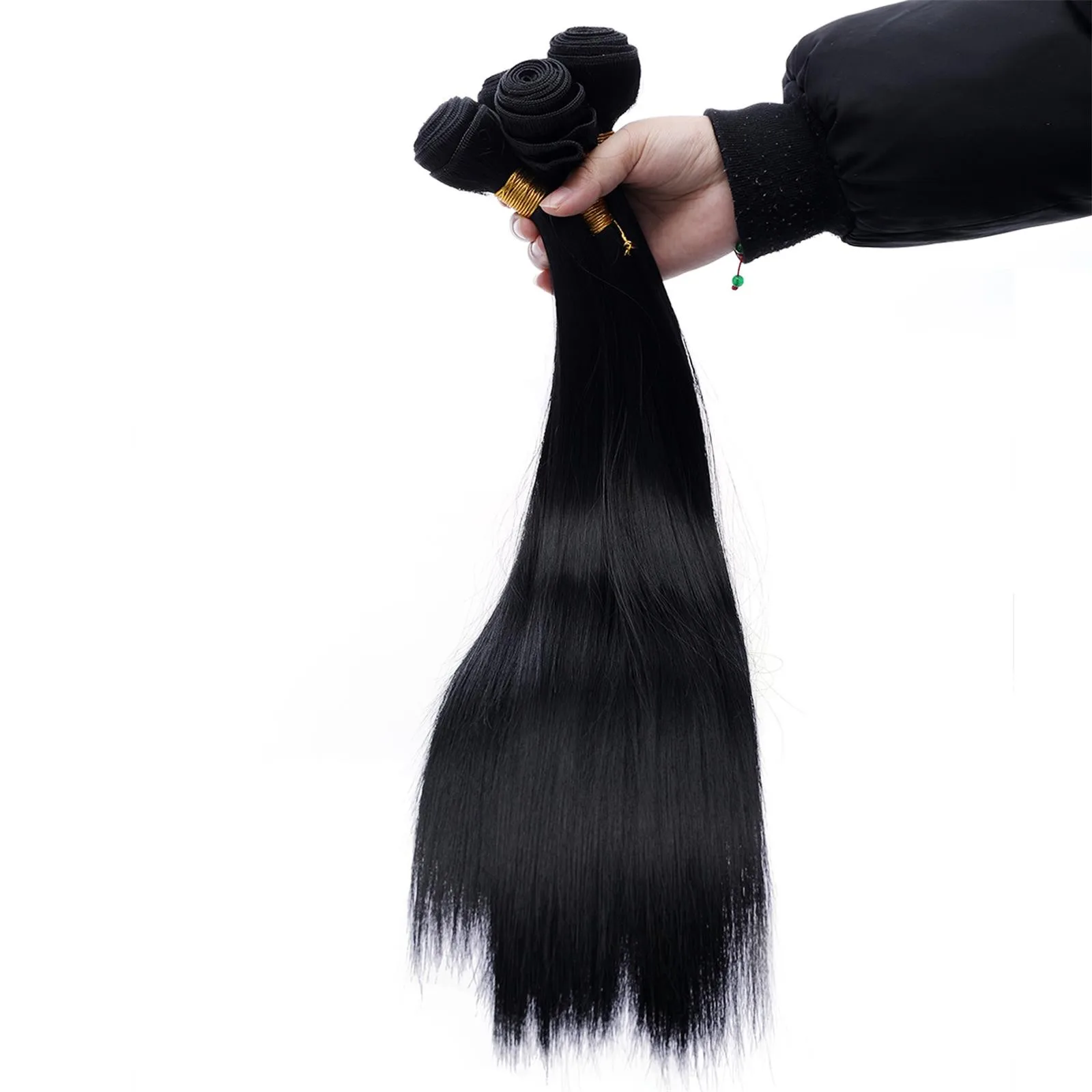 Искусственные волосы пряди бразильских Для женщин черные длинные прямые парики