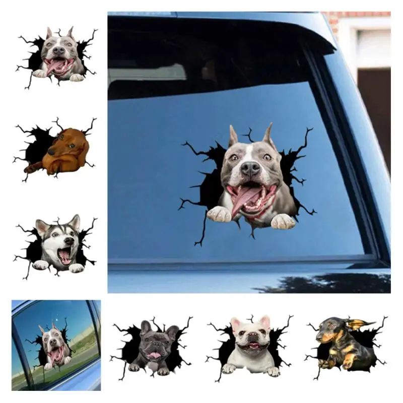 

Dog Vivid 3D Smashed Switch Wall Sticker Bathroom Toilet Kicthen Decorative Decals Funny Animals Decor Poster PVC Mural Art