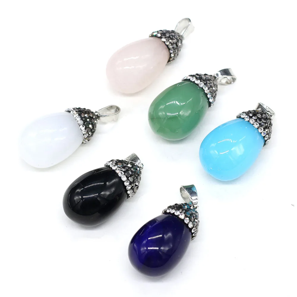

Natural Stone Round Water Drop Shape Pendant Stone Pendant DIY for Necklace or Jewelry Making Size 16x30mm