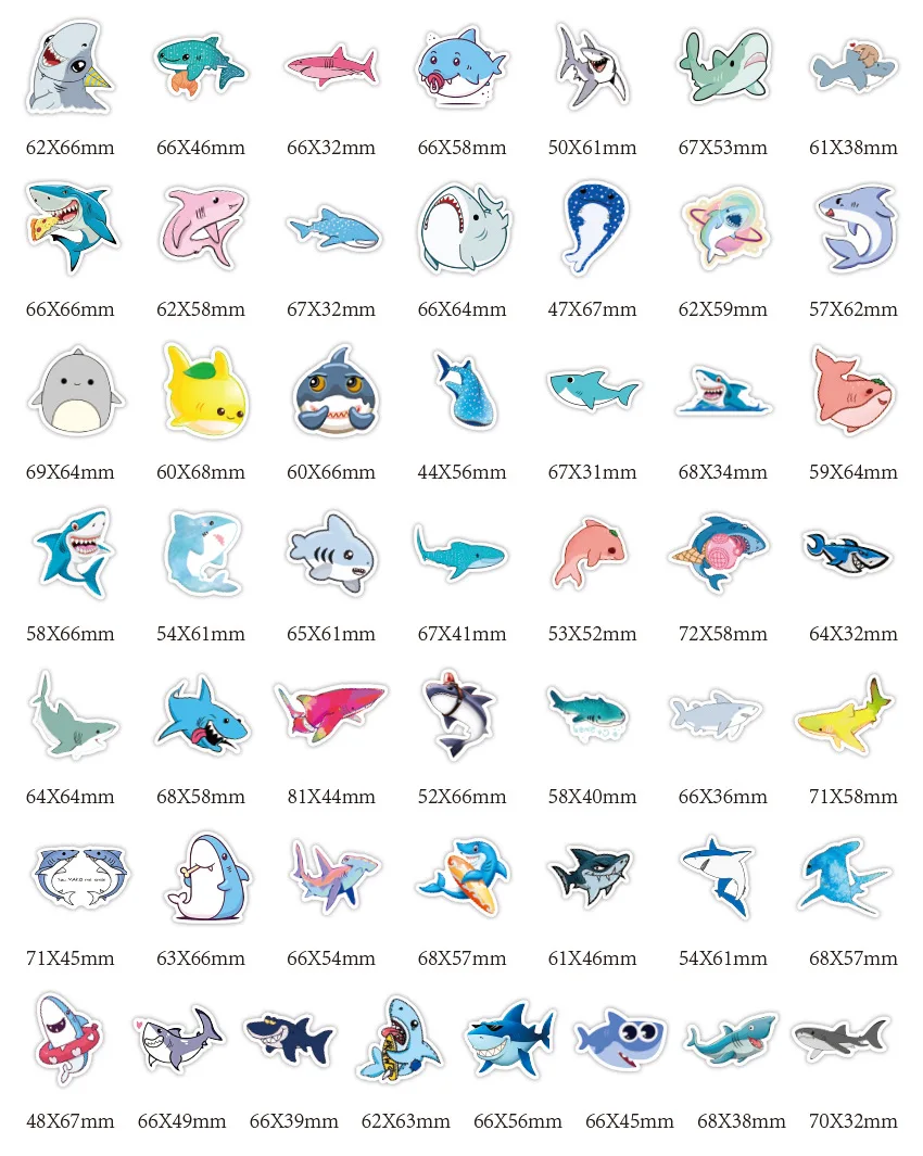 

10/30/50PCS Cute Animal Shark Stickers Laptop Guitar Luggage Fridge Skateboard Phone Cartoon Waterproof Sticker Decal Kid Toys