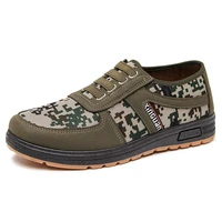 new comfortable cloth shoes labor insurance shoes ribbed camouflage canvas work outdoor non slip flat mens shoes